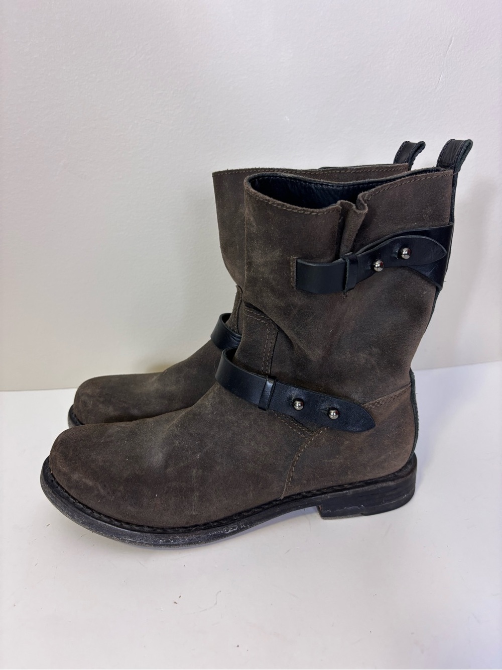 rag & bone Brown Suede Harness Moto Boots 8.5